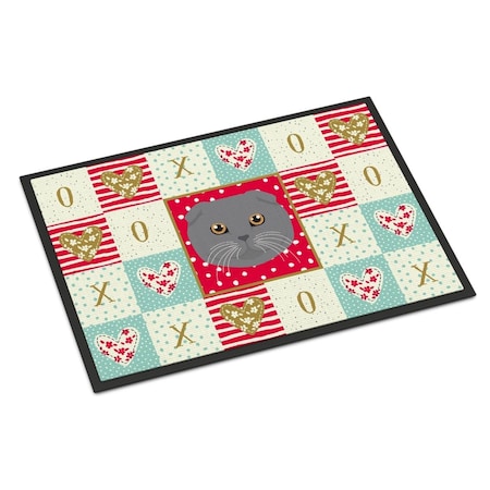 Carolines Treasures 24 x 36 in. Scottish Fold Cat Love Indoor or Outdoor Mat CK5158JMAT